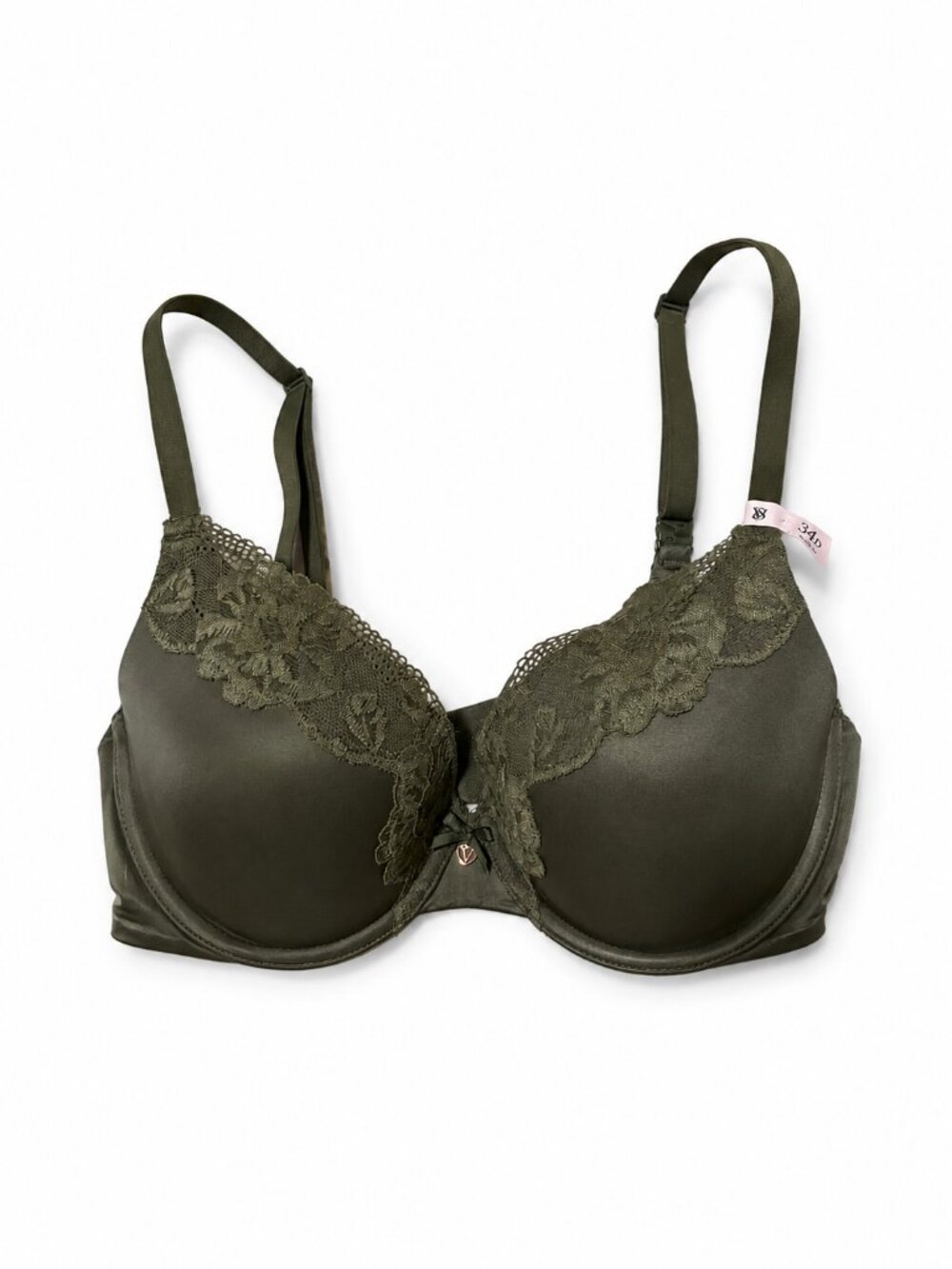Victoria's Secret Body by Victoria Perfect Shape Push-Up Bra 34D Olive Lace